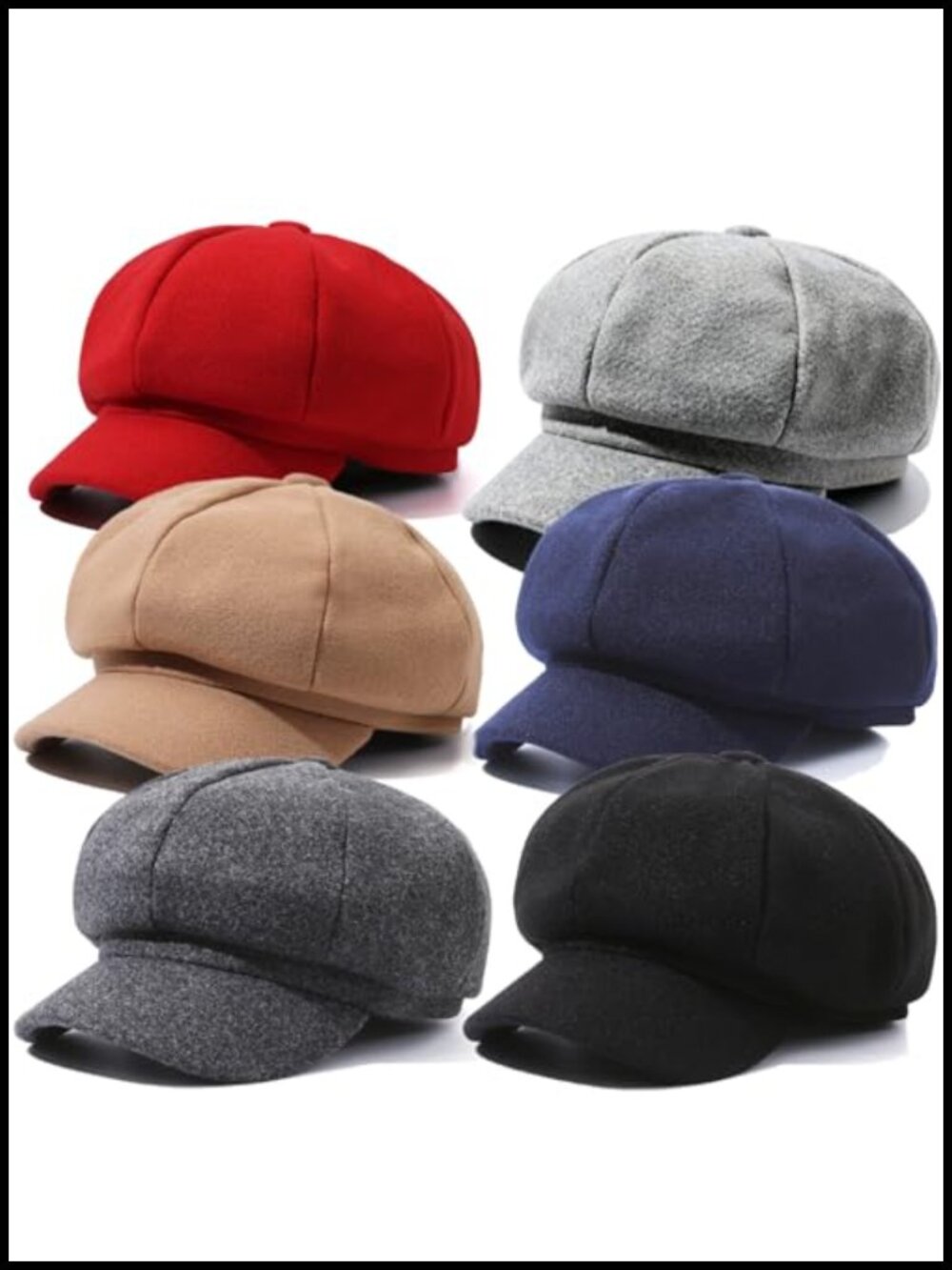 Women Newsboy Cap Wool Blend Visor Beret Hat Adjustable Warm Cabbie Paperboy Hat